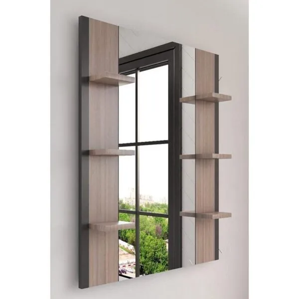 مرايا حائط بإطار خشب بني 35×60 سم – LRM-0375